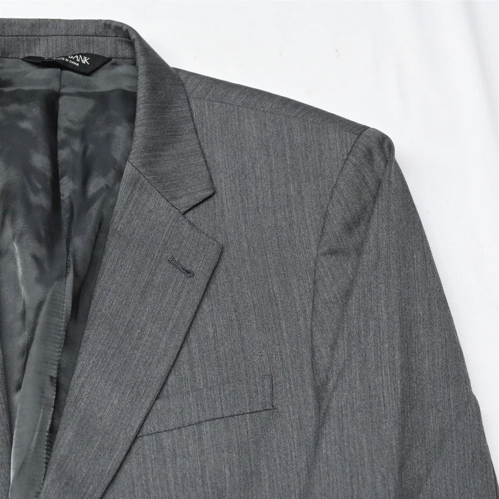 Jos A Bank 42R Gray Herringbone 100% Wool Mens Blazer Suit Jacket Sport Coat - Picture 2 of 12